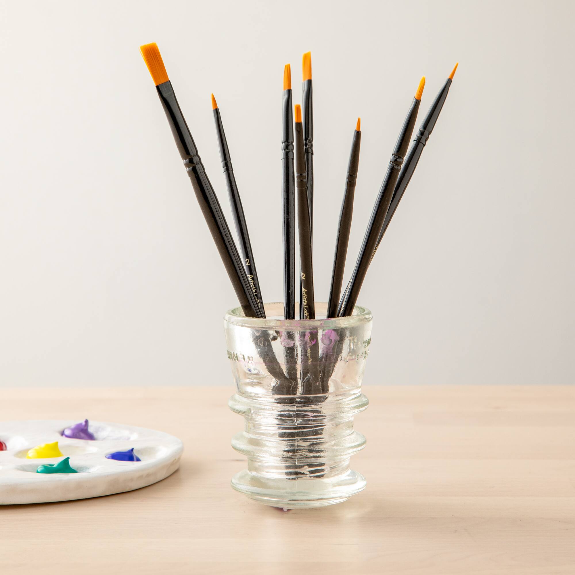 8 Piece Necessities™ Golden Synthetic Flat Acrylic Brushes By Artist's Loft®